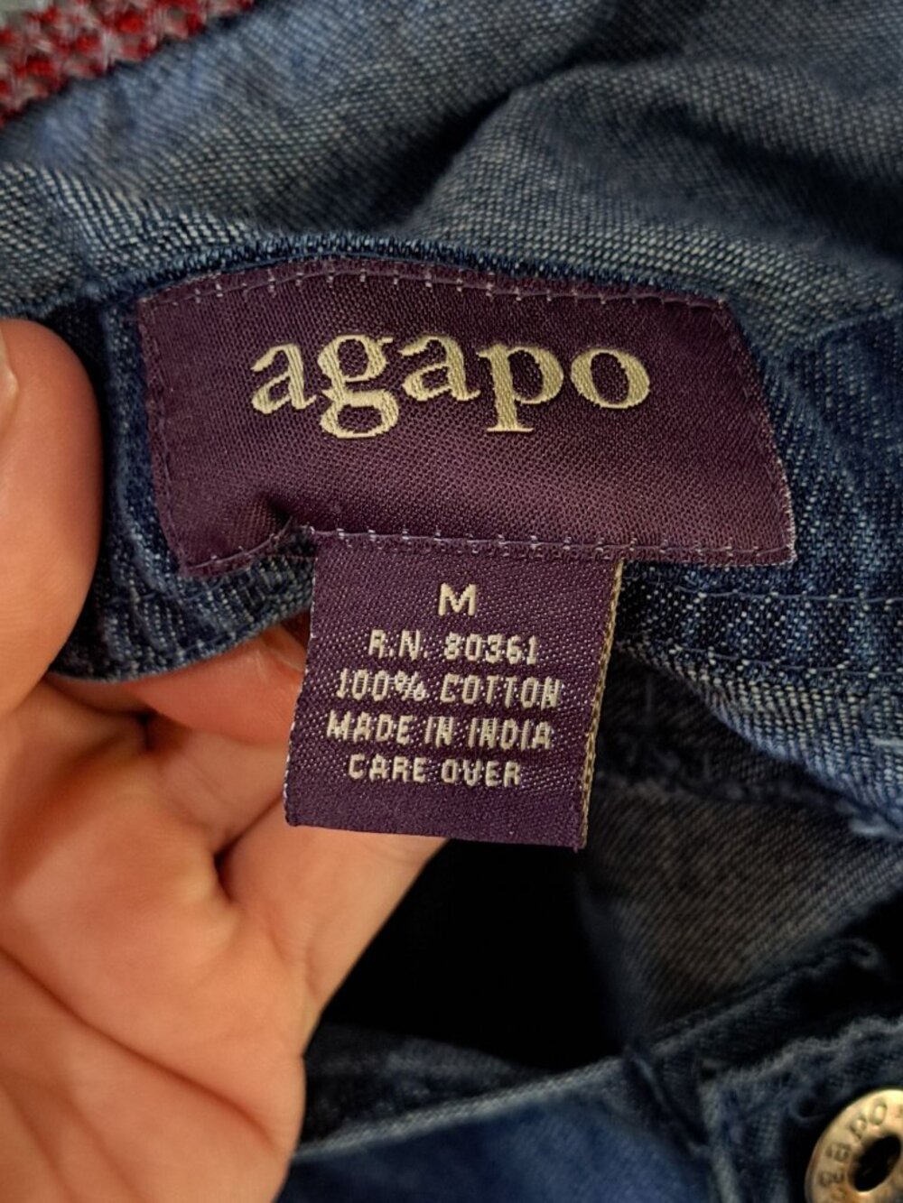 Vtg Agapo Womens American Flag Denim Bib Overalls Capri Patriotic Embroidered M - Picture 9 of 10